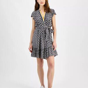 NEW!! Nautica Jeans Women's Crochet-Trim Flutter-Sleeve Mini Dress Size Large